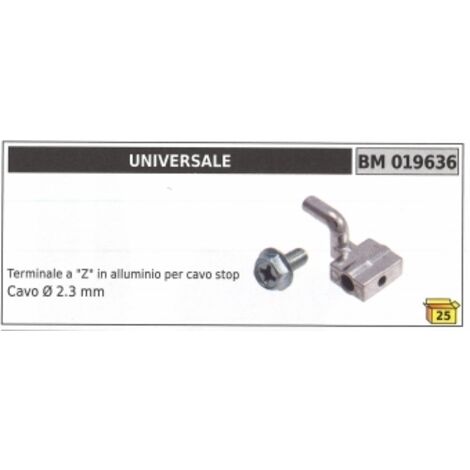 Borne "Z" UNIVERSELLE en aluminium pour câble d'arrêt Ø  2,3 mm câble code 019636