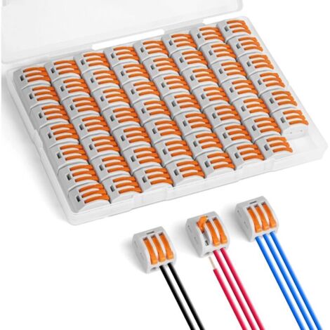 Bornes de Connexion, 55PCS 3 Entrées Connecteur Électriques Rapide de Fil, Électrique Connecteurs D'épissag Automatique à Levier-écrou pour Circuit en Ligne 28-12 AWG, PA/PC Ignifuge