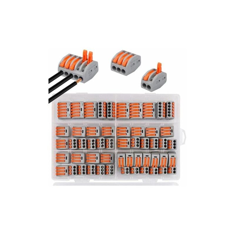 Bornes de Connexion, 60 pinces Connecteur électrique avec levier de fonctionnement,Compact Borne de connexion électrique Automatique,20 pinces 2