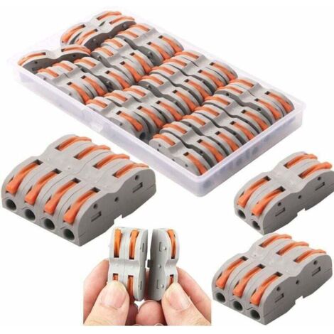 Bornes de connexion automatique, (24 pièces)connecteurs de câbles Quick Cable, connecteurs à écrou à levier, assortiment de conducteurs connecteurs de câbles compacts SPL-1