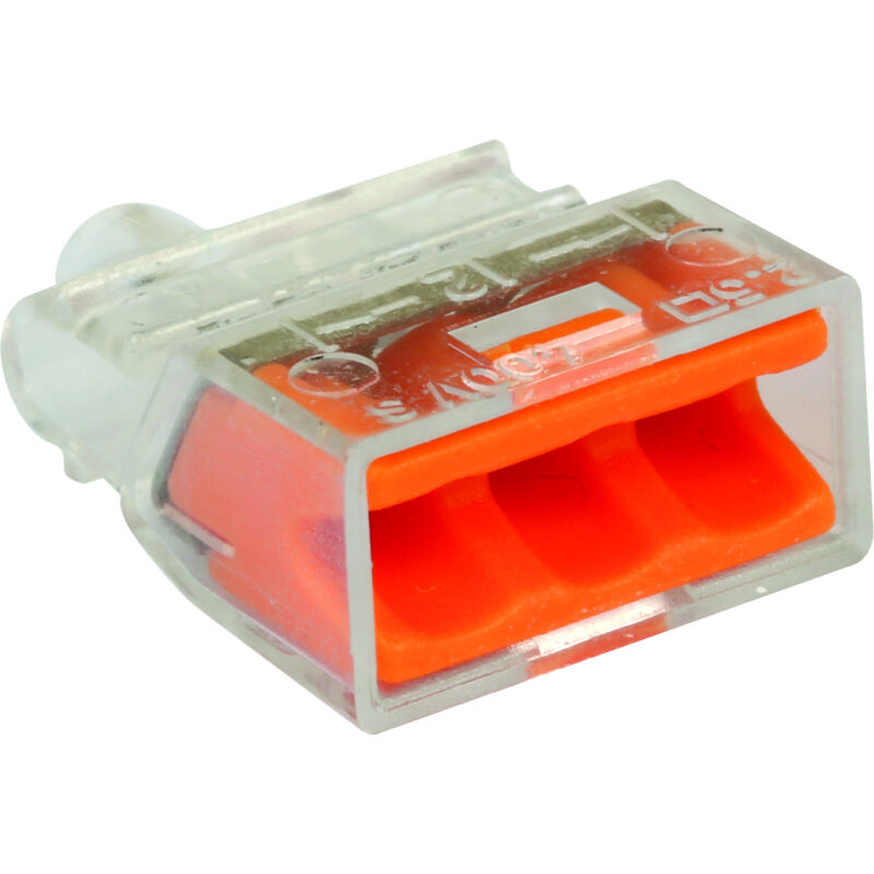 FastLock Orange Draht-Schnellanschlussklemmen - 3 Eingänge - 100 Stk.