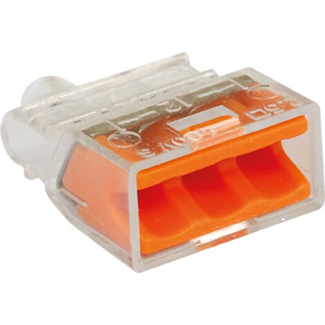 Bornes de connexion rapide pour fil électrique FastLock - Gros conditionnement Orange - 3 entrées - lot de 2500pces