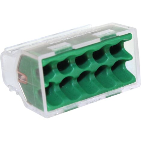 Bornes de connexion rapide pour fil électrique FastLock - Gros conditionnement Vert - 10 entrées - lot de 100pces
