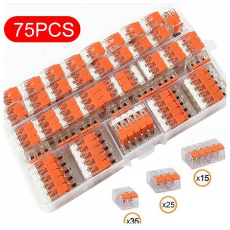 Bornes de Connexion Serie 221, Assortiment 75 pièces, 35x 221-412, 25x 221-413, 15x 221-415