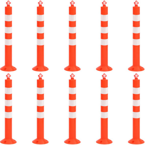 Bornes de contrôle du trafic 10 pcs avec chaîne 75 cm PE CFW913946