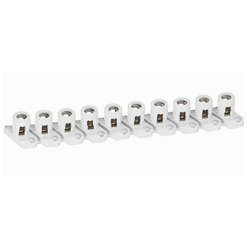

Regletas de paso de 10 bornas separables 2x10mm² paso 19,5 mm. (Legrand 034001)