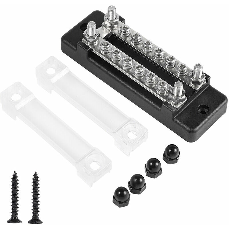 Linghhang - Bornier a double rangees 6 positions 130A/150A Bloc de barre omnibus et couvercle pour bornier de distribution d'energie marine de bateau