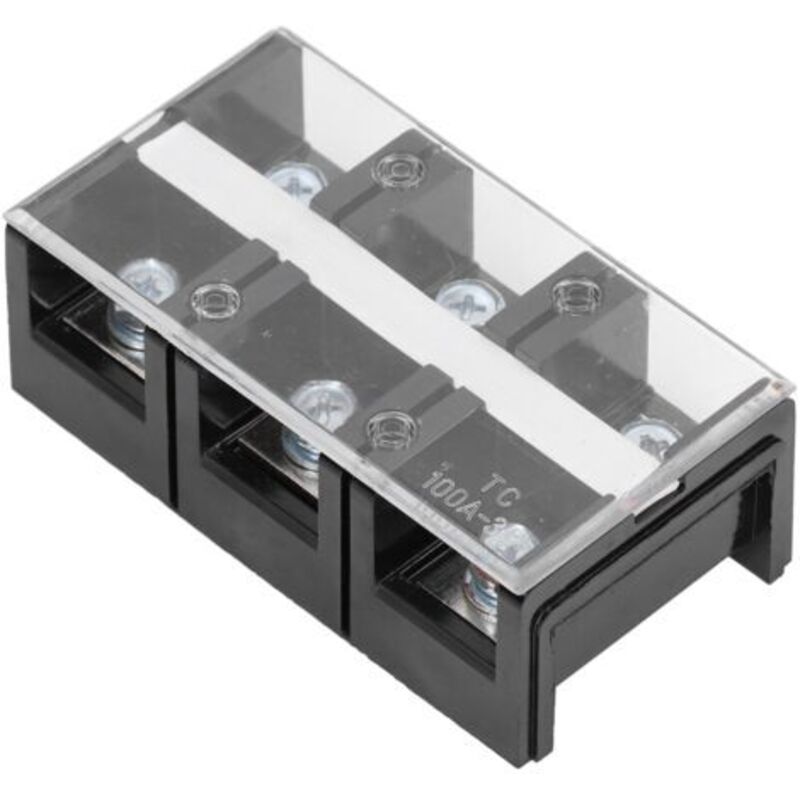 Bornier Bande de vis de barrière de fil électrique à 2 rangées pour alimentation avec couvercle AC600V 100ATC‑1003(6 points de contact)
