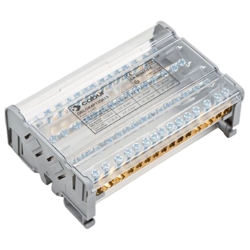 Cabur - Borne de distribution QBLOK4P125A11 125A 4 Pôles QBLOK4125