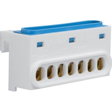 Bornier de neutre 7 raccordements IP2X HAGER GZ07N
