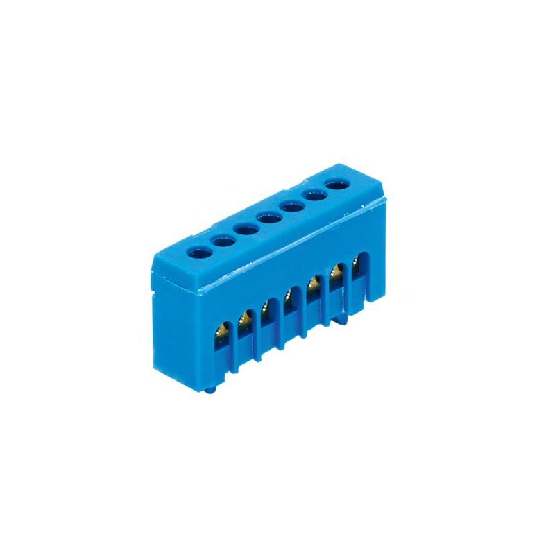 Bornier de neutre isolé bleu 7 bornes pour câble de 1,5 à 16mm² - rail din Morek Bleu
