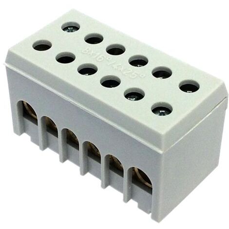 Bornier de phase 2p isolé gris 12 bornes pour câble de 1,5 à 16mm² - rail DIN - MOREK