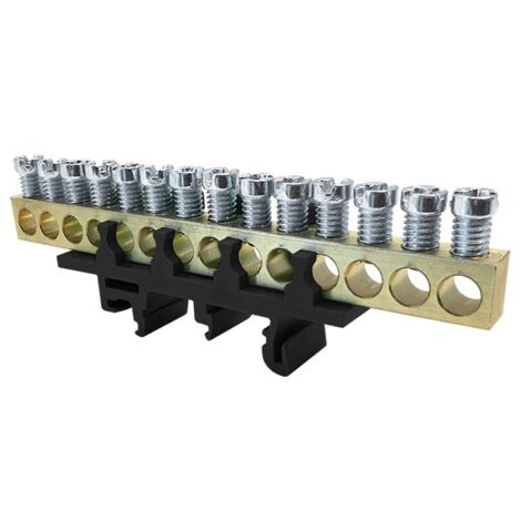 Bornier de phase IP00 noir 14 bornes pour câble de 1,5 à 16mm² - rail DIN - MOREK
