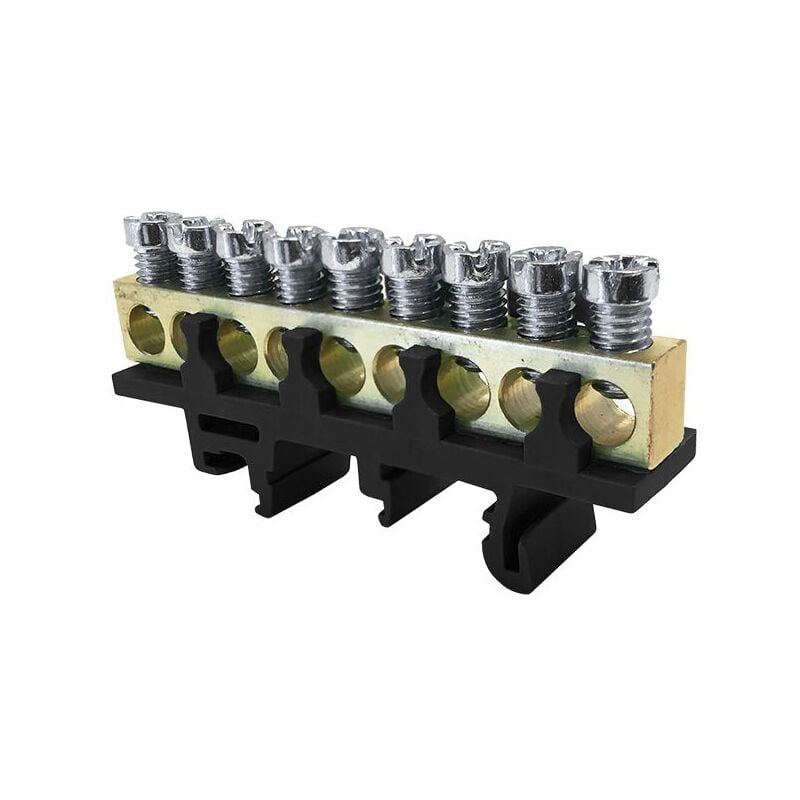 Morek - Bornier de phase IP00 noir 9 bornes pour câble de 1,5 à 16mm² - rail din