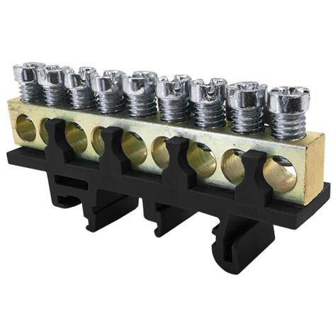 Bornier de phase IP00 noir 9 bornes pour câble de 1,5 à 16mm² - rail DIN - MOREK