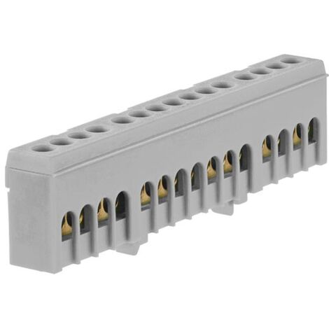 Bornier de phase isolé gris 15 bornes pour câble de 1,5 à 16mm² - rail DIN - MOREK