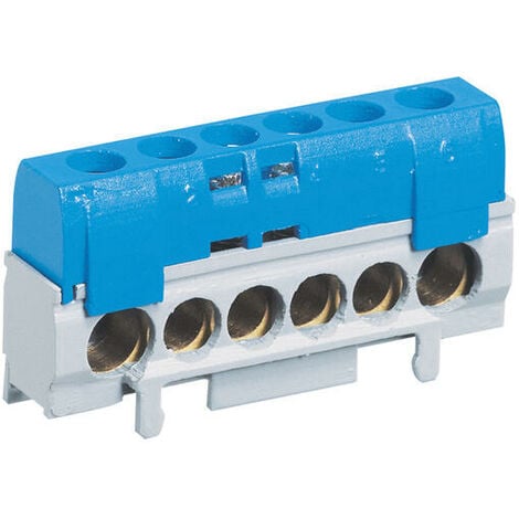 Bornier de répartition IP2X neutre - 1 connexion 10mm² à 35mm² - bleu - longueur 62mm