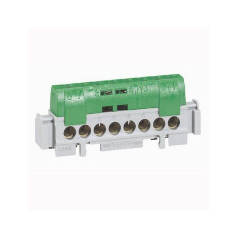 Bornier de répartition isolé IP2X terre 1 connexion 6mm² à 25mm² vert longueur 176mm LEGRAND 004836