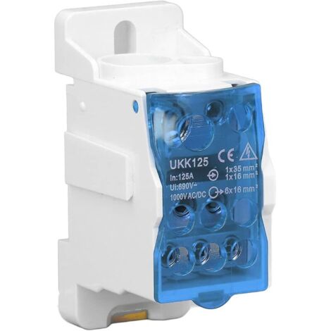 Bornier Electrique, UKK125 Bornier Rail DIN, Bloc de Jonction 690V, pour Armoires de Distributio Armoires Haute Tension (Bleu)