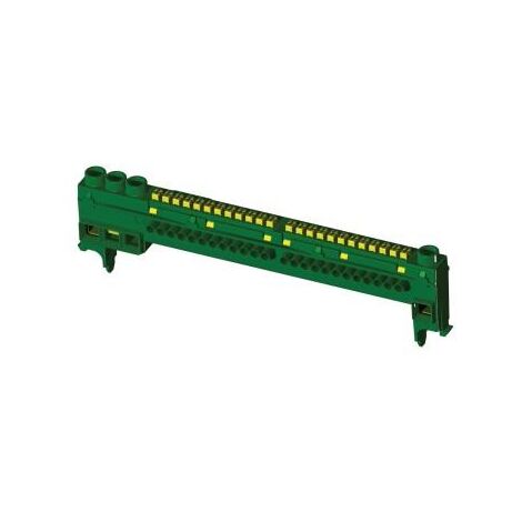 Bornier multipolaire isolé IP20 pour coffret électrique, capacité 40 cd, pour coffrets de 13 à 39 modules, modèle Gewiss, avec sortie de terre 3 + 12 sections (mm²) 3 x 25 mm² + 12 x 4 mm²