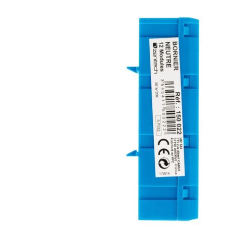 Bornier neutre 12 modules bleu