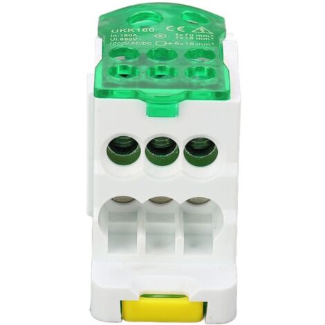 Bornier Rail Din 690v 160a Couvercle Transparent Pa66 Boîte De Jonction Électrique Pour Rail Din Application Dans Les Armoires De Distribution Les Boîtes De Distribution (Vert)
