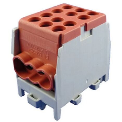 MARKENARTIKEL Bornier Répartiteur Brun - 160A - Cu ou Alu- 6 trous ( 2x35 et 4x25 mm² ) montage rail din