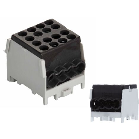 MARKENARTIKEL Bornier Répartiteur Noir- 160A - Cu ou Alu- 8 trous ( 2x35 et 6x25 mm² ) montage rail din
