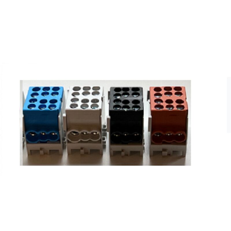 Bornier Répartiteur tétrapolaire - 160A - Cu ou Alu- 4x6 trous ( 2x35 et 4x25 mm² ) montage rail din