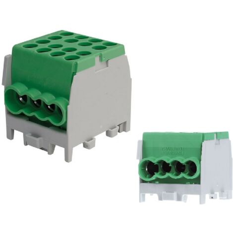 MARKENARTIKEL Bornier Répartiteur Vert - 160A - Cu ou Alu- 8 trous ( 2x35 et 6x25 mm² ) montage rail din