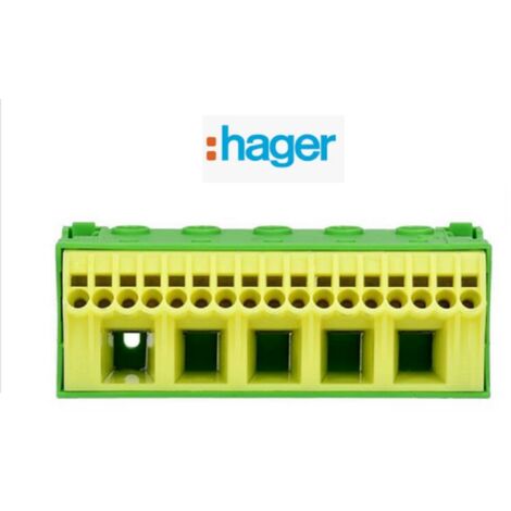 Borniers terre - sans vis 17 x 4 mm2 - cages a vis 5 x 25 mm2 - hager kn22e