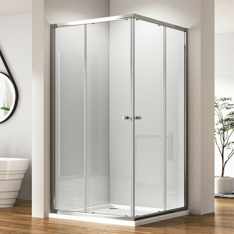 Eckeinstieg Duschkabine 75x75x185 Cm Mit Doppel-Schiebetür Aus 6 Mm ESG-Sicherheitsglas