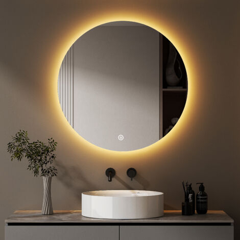 Boromal Badspiegel mit Beleuchtung 70x70cm LED Badspiegel Rund LED Spiegel Spiegel mit Beleuchtung Badezimmerspiegel Rund mit Beleuchtung Wandspiegel Rund mit 3 Lichtfarbe Dimmbar