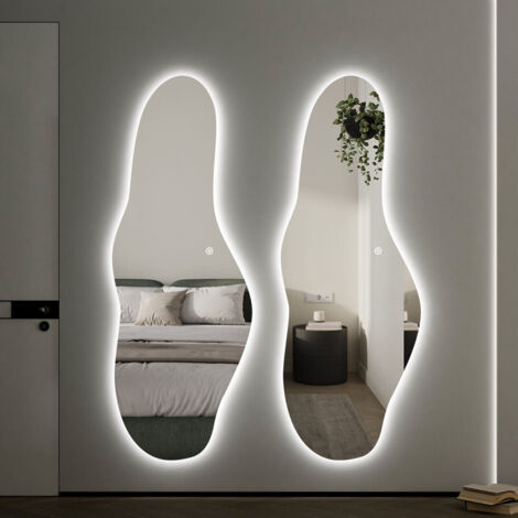 Boromal Beleuchtung Wandspiegel Badezimmerspiegel Badspiegel 3 Farbe Dimmbar Spiegel Lichtspiegel mit Touch-Schalter Speicherfunktion für Badezimmer Wohnzimmer Schlafzimmer 60x165cm