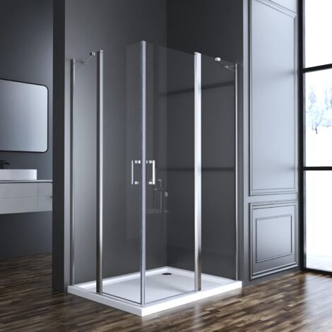 Boromal Duschabtrennung Eckeinstieg 75x75cm Duschkabine NANO Glas Dusche Duschwand