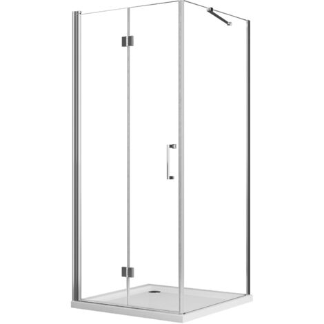 Boromal duschkabine 75 x 90 x 195 cm Falttür mit Seitenwand 180º Falttürkabine 5mm NANO Beschichtung ESG Glas Eckig Drehfalttür Duschabtrennung Dusche Duschwand