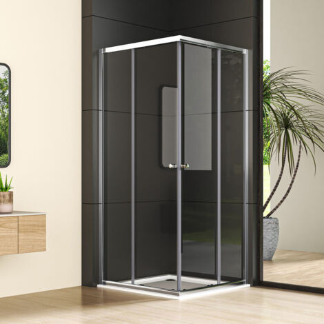 Boromal Duschkabine 80x80cm Eckeinstieg mit Schiebetüren 6mm ESG Sicherheitsglas Duschabtrennung Duschwand Duschtür Dusche, Höhe 185cm, LINKS & RECHTS MONTIERBAR