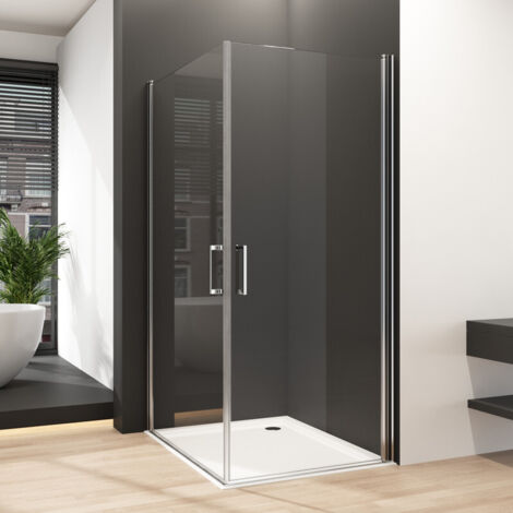 Boromal Duschkabine 80x80cm mit Schwingtür Duschkabine Pendeltür mit Eckeinstieg 6mm NANO ESG Glas Duschwand Duschabtrennung, Höhe 195cm