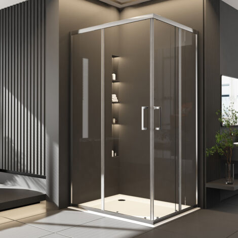 Boromal Duschkabine 90x90cm Schiebetür Duschwand Eckeinstieg Duschabtrennung Dusche 6mm ESG Glas, Höhe 185cm