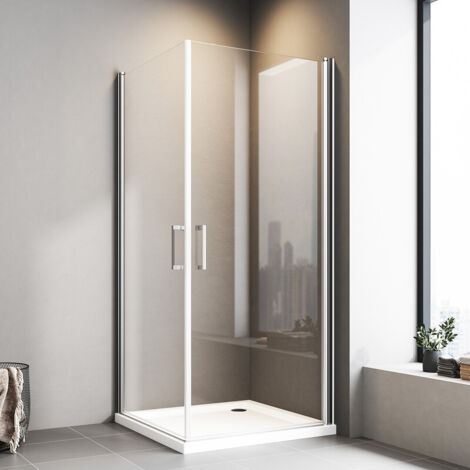 Boromal Duschkabine Schwingtür 75x75cm Eckeinstieg mit Pendeltür Duschwand Duschabtrennung mit 6mm Nano ESG-Sicherheitsglas, Höhe 195cm