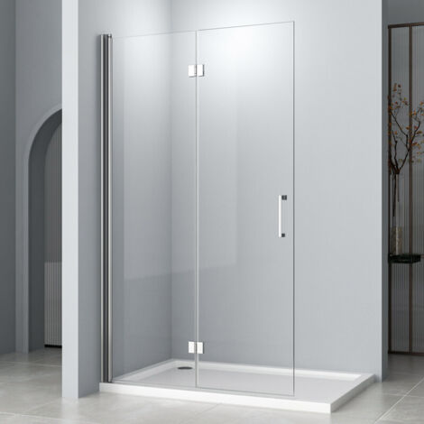 Boromal Duschwand 100 x 195 cm Falttür Walk in Dusche Faltbar Duschabtrennung 6mm NANO ESG-Sicherheitsglas Duschtrennwand