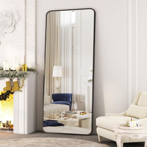 BOROMAL 180x80cm Ganzkörperspiegel Standspiegel Schwarz Spiegel Groß Bodenspiegel Ganzkörper für Schlafzimmer Wohnzimmer