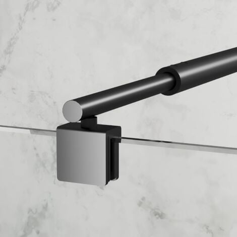 Boromal Haltestange Duschwand Haltestange für Duschwände Stabilisierungsstange Haltestange rund Stabilisator für Glasdicke 8-10 mm Dusche Duschwand Duschabtrennung 73-120cm, Schwarz