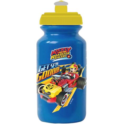 Borraccia blu per bambini in plastica Disney Mickey Mouse da 380 ml con chiusura antigoccia e banda antiscivolo
