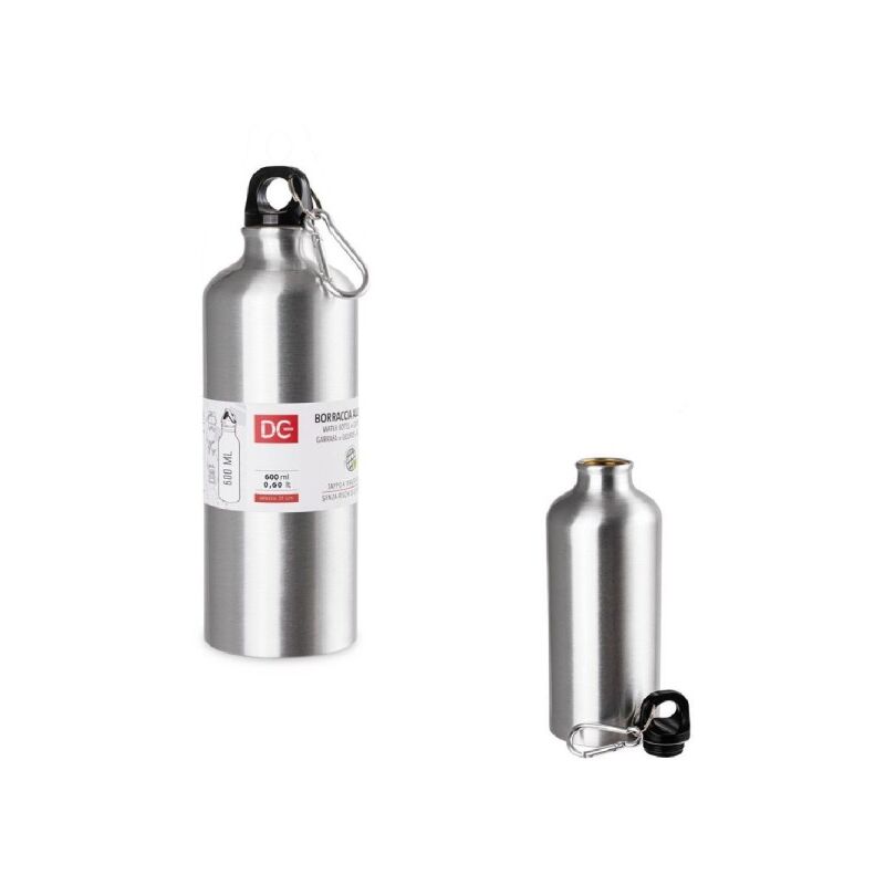 Image of Trade Shop - Borraccia Bottiglia In Alluminio Con Moschettone Capacità 600ml 7.3x21cm 0224858