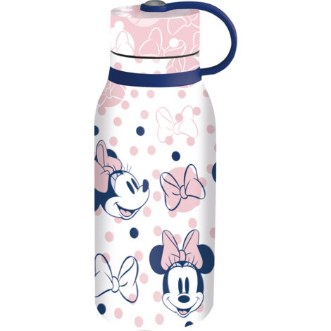 Borraccia in acciaio per bambini Disney Minnie da 330ml, senza BPA, lavabile e riutilizzabile, con un tappo a vite