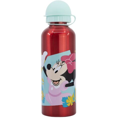 Borraccia in Alluminio per Bambini con Grafica Disney Minnie da 530 ml, con coperchio di sicurezza, beccuccio, lavabile e riutilizzabile