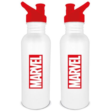 Borraccia Marvel (design Logo) 700 ml, in metallo, regalo Marvel per uomini, donne e bambini, bottiglia d'acqua per ragazzi e bambini, prodotto ufficiale
