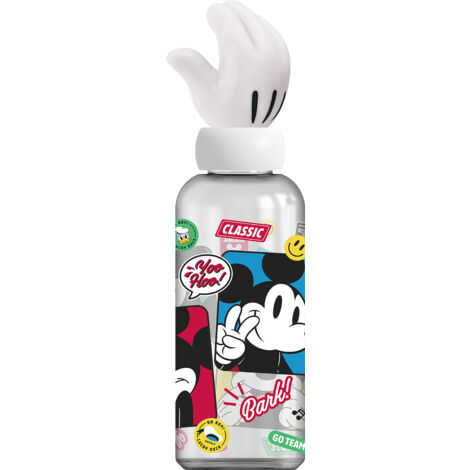 Borraccia Originale Disney Mickey Mouse per bambini da 560 ml con coperchio decorato e personaggi del cinema in 3D in primo piano.