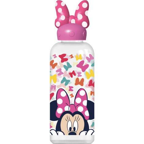 Borraccia Originale Disney Minnie per bambine da 560 ml con coperchio decorato e con una figura 3D di personaggi amati dai bambini.
